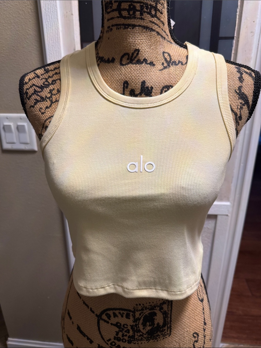 ALO Yoga Ribbed Crop Tank in Pale Yellow
